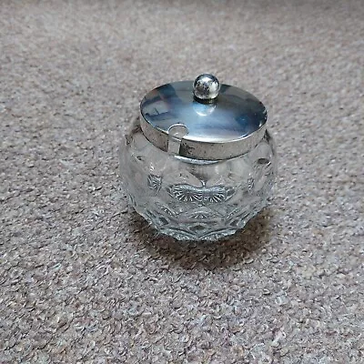 Glass Jam Pot No Spoon Believe The Lid Is Silver • £4