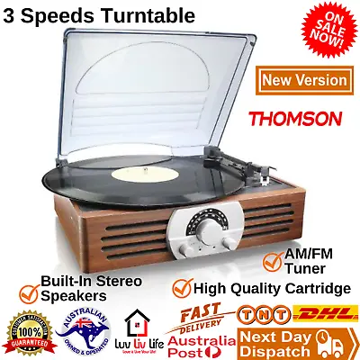 $70.15 • Buy THOMSON Record Player 3-Speed Turntable AM/FM Radio Built-In Speakers Vintage