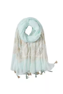 Embroidered With Tassels Glitter Diamante Scarf Large Size Hijab Shawl Wrap • £6.99