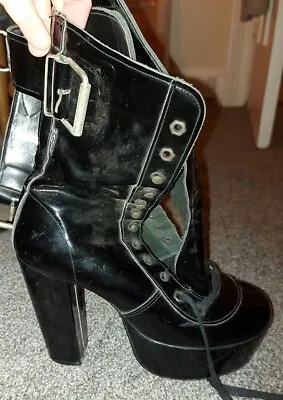 £85 • Buy Terry De Havilland Patent Leather Platform Fetish Boots Size 7