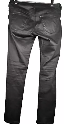 H&M &Denim Size 29x32 Shiny Leather Denim Like Skinny Leg Low Rise Black Pants • $13
