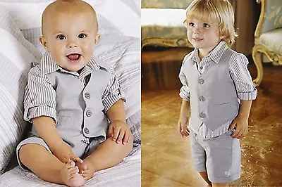 New Boys 3 - Piece Set Linen Suit Christening Baptism Occasion Wear Various Suit • £29.99