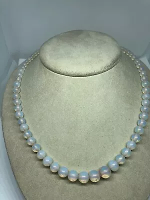 Antique/vtg Graduated Strand Opalite Bead Necklace W/fancy Clasp • $15