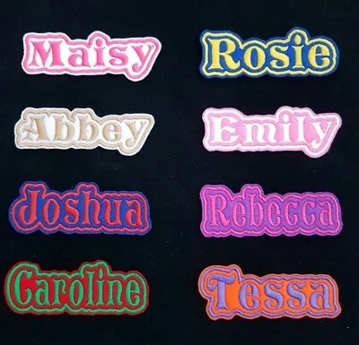 Personalised Embroidered Name Patch Badge A1 Iron On Or Sew Kids Adults Text • £3.70