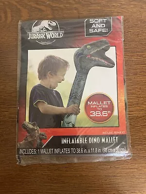 New Jurassic World Inflatable Dinosaur Mallet 38.6  Velociraptor Blue • $10.43