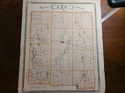 JAY CO DECATUR MEXICO   - ANTIQUE Original 1876 Plat Map INDIANA Atlas 17  X 14  • $45