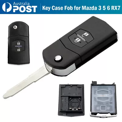 2 Button Remote Flip Key Shell Uncut Blade Car Key Case Fob For Mazda 3 5 6 RX8 • $10.56
