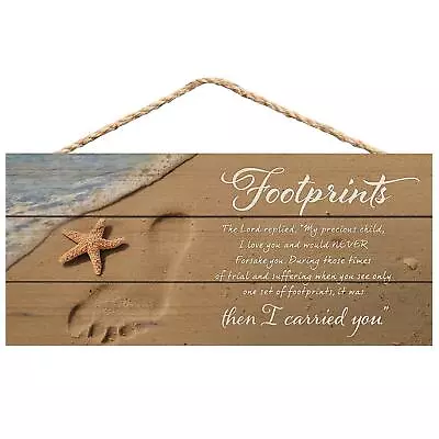 Plaque Footprints Carried Beach Printed Wood Wall Hanging Plaque 10x4.5 P Graham • $15.95