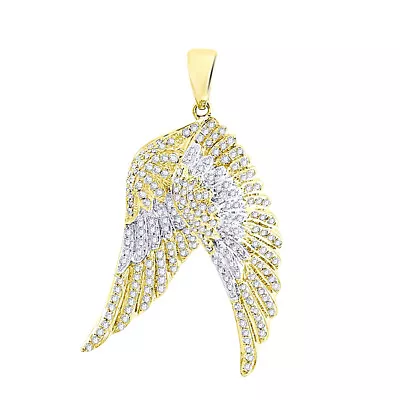 0.90 Ct Round Simulated Diamond 10K Yellow Gold Plated Eagle Wings Mens Pendant • $523.41