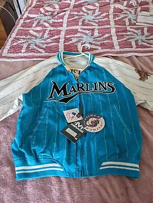 Brand New Vintage 1997 Florida Marlins Bomber Jacket W/Tags MIRAGE Reversible LG • $219.95