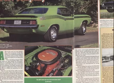 1970 PLYMOUTH BARRACUDA AAR CUDA 2 Pg Article MOPAR • $6