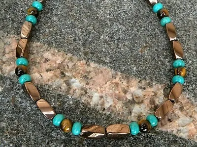 $31.49 • Buy Men Women Magnetic Therapy Hematite Necklace Bracelet Anklet Tiger Eye Turquoise