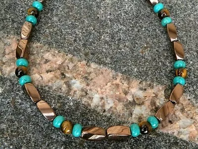 Men Women Magnetic Therapy Hematite Necklace Bracelet Anklet Tiger Eye Turquoise • $34.99