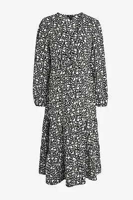 £14.99 • Buy NEXT Maternity/Nursing Black Heart Print Tie Waist Midi Dress Size 14 BNWT Party