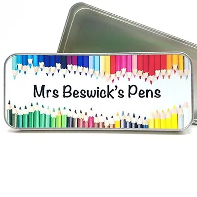 Personalised Pencil Case Colouring Pencils Teacher Metal Tin Gift New Term • £14.85