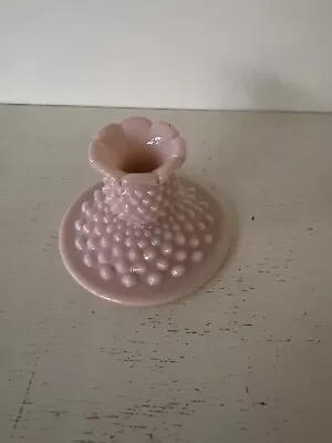 Vintage Fenton Pink Milk Glass Hobnail Candle Stick Holder - 3.25” Tall - HTF • $24.95