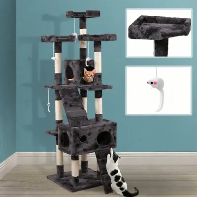 $109.99 • Buy 1.7M Large Multi-Level Cat Tree Tower Kitten Condo House W/Scratching Posts Grey