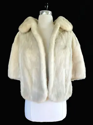 Beige MINK Fur Cape Champagne Real Vintage Shawl Blonde Bridal Bolero Jacket • $310.50