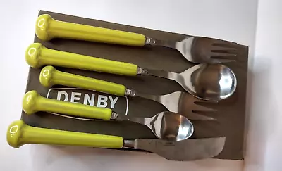 Denby Regency Stone & Stainless Steel Flatware Chartreuse Green Set Of 5 In Box • $30.98