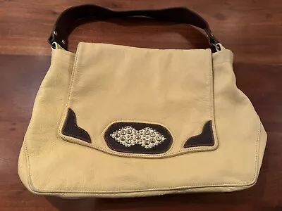 Tylie Malibu Womens Yellow Leather Jeweled Flap Shoulder Bag  • $18