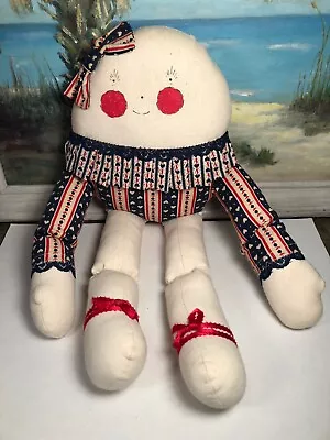 Vintage Humpty Dumpty Americana Country Handmade Doll 15” Adorable! Folk Art  • $10.40