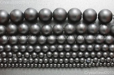 Matte Natural Black Onyx Gemstone Round Beads 4mm 5mm 6mm 8mm 10mm 12mm 15.5  • $2.91