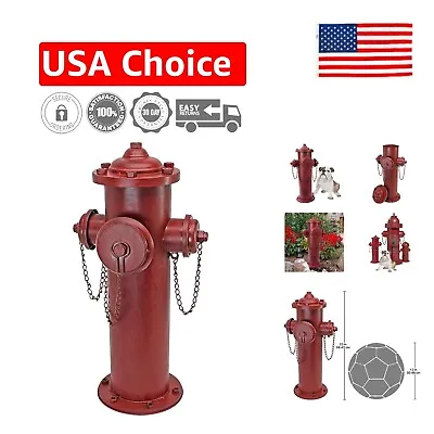 Vintage Metal Fire Hydrant Statue - Large Rustic Red Decor For Garden Or Home • $144.99