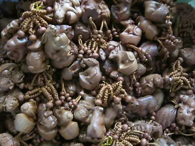 £60 • Buy Wholesale Job Lot 10 Assorted Boxwood Japanese Netsuke Ojime Toggle Beads
