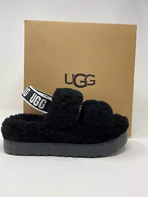 Ugg Australia Women Oh Fluffita All Black Sheepskin Everyday Slippers Slide-On • $74.39