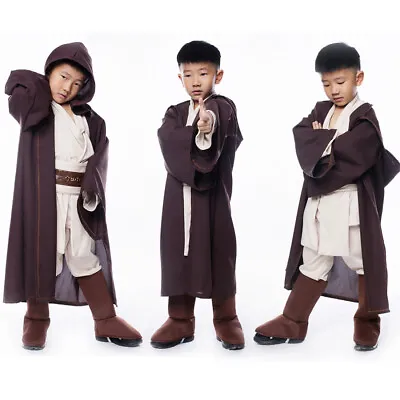 Kid's Jedi Knight Cosplay Costume Anakin Skywalker Robe Cloak Halloween Party • $70.79