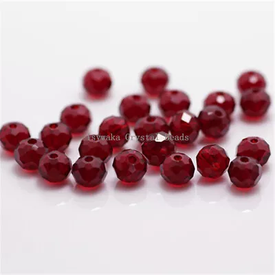 Dark Red Color 2mm 4mm 6mm 8mm Rondelle Beads Faceted Crystal Glass Beads • $1.59