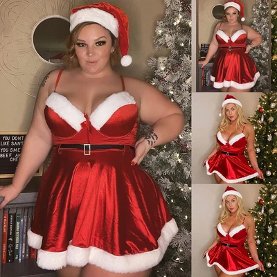 £11.69 • Buy Plus Size Womens Sexy Mrs Santa Claus Dress + Hat Christmas Fancy Costume Outfit