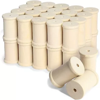 40 Pack Large Unfinished Wooden Spools For Crafts And Sewing DIY 1-3/8 X 2 In • $23.49