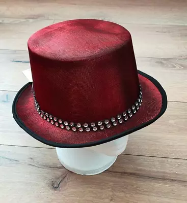 Ladies Red Top Hat Christmas New Year Fancy Dress Party  Dance Burlesque New • £8.99