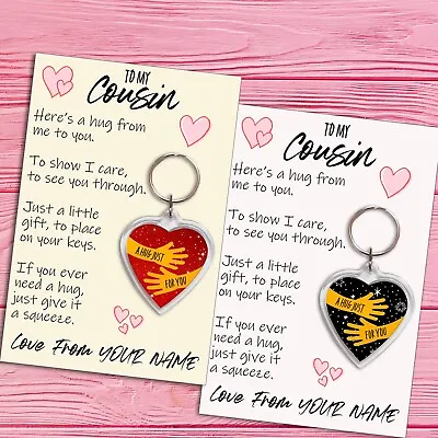 Personalised Cousin Pocket Hug Keyring/Bag Tag Send A Hug From Me To You Gift • £5.49