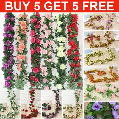 45 Flowers 8Ft Artificial Flower Rose Fake Hanging Garland Party Christmas Decor • £4.26