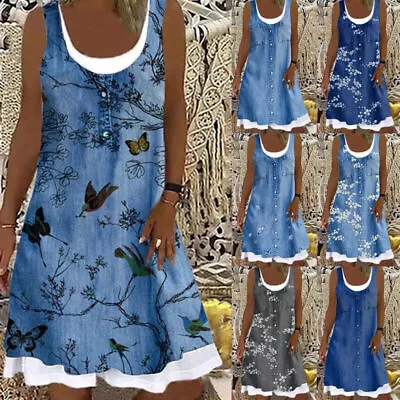 UK Womens Sleeveless Midi Dresses Ladies Summer Beach Holiday Sundress Size 8-22 • £10.81