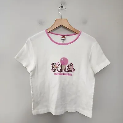 Vintage 90s Looney Tunes Shirt Women's Large Crop Top Taz Bobby Jack Style Y2k • $36.95