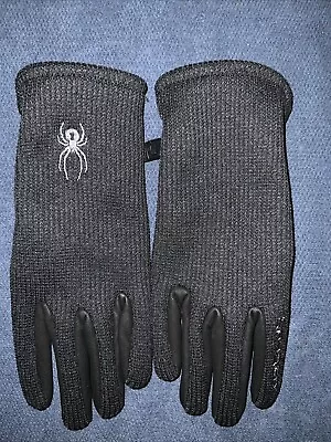 Spyder Black Leather Palm Stretchable Gloves - Size MEDIUM OPENED PACKAGE • $10