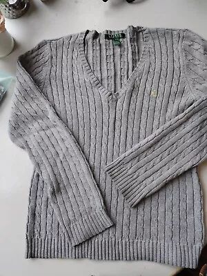 Ralph Lauren Cable Knit Jumper Grey Size L • £5