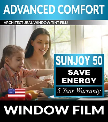 SunJoy 50 Light Home Commercial Window Tint Film Solar UV Energy Heat Control • $11.03