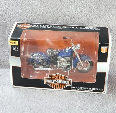 $29.77 • Buy 2001 Maisto Harley Davidson 1:18 1953 74 FL Hydra Glide Motorcycle Blue Die-Cast