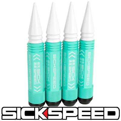 Sickspeed 4 Pc Mint Green 5 1/2  Long White Spiked Steel Lug Nuts 12x1.5 N20 • $20.88