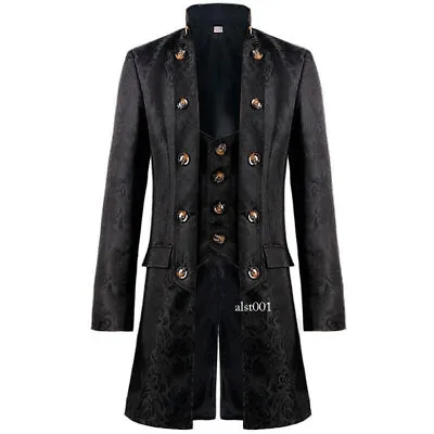 Men's Medieval Pirate Jacket Steampunk Coat Captain Adult Halloween Cosplay Cos • $28.99