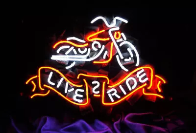 LIVE TO RIDE Motorcycle Neon Sign Light Boutique Workshop Beer Bar 19x15 • $140.40