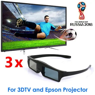 £56.99 • Buy 3x Universal Active Glasses For Epson 3LCD Projector Sharp Toshiba 3D Movie UK