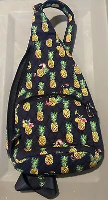 Vera Bradley Sling Backpack Toucan Party Pineapple 16x10 Tote Bag Purse Navy Blu • $19.99