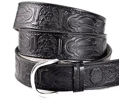 MASONIC MASON FREEMASON SCOTTISH RITE 32ND DEGREE LEATHER BELT W BUCKLE 1 1/2  W • $47.99