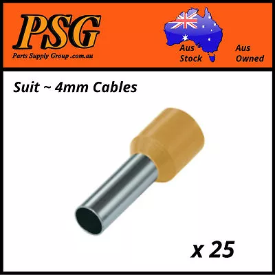 Cable Ferrules 4mm2 X 25 Pack Bootlace Pin Crimps Wire Sleeves • $8