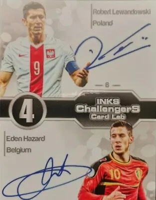 Robert Lewandowski And Eden Hazard Rare Dual Signed Photo Print 6 X 4 Charity  • £4.99